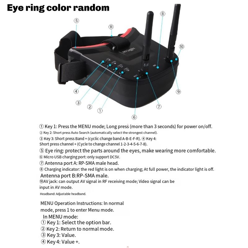 B92B VR009 5.8G FPV Goggles 40 - Fpv Drone Goggles recension och pris